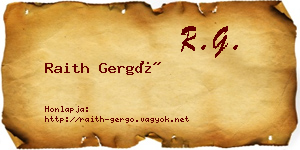 Raith Gergő névjegykártya